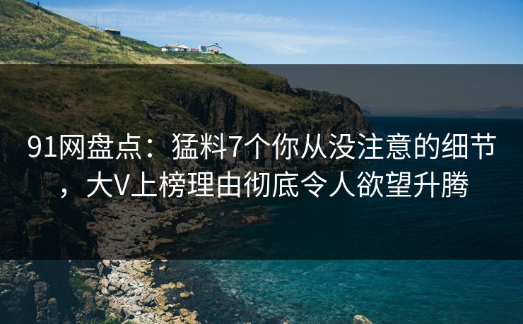 91网盘点：猛料7个你从没注意的细节，大V上榜理由彻底令人欲望升腾