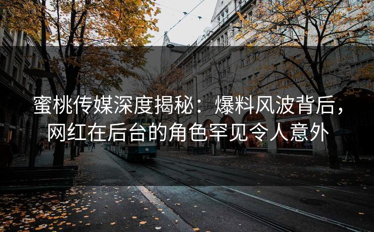 蜜桃传媒深度揭秘：爆料风波背后，网红在后台的角色罕见令人意外