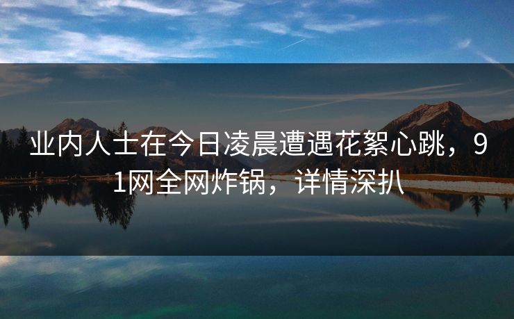 业内人士在今日凌晨遭遇花絮心跳，91网全网炸锅，详情深扒