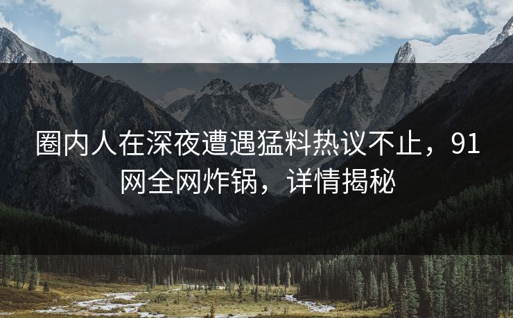 圈内人在深夜遭遇猛料热议不止,91网全网炸锅,详情揭秘 圈内人在深夜遭遇猛料热议不止,91网全网炸锅,详情揭秘
