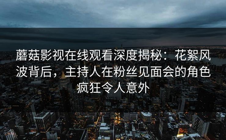 蘑菇影视在线观看深度揭秘：花絮风波背后，主持人在粉丝见面会的角色疯狂令人意外