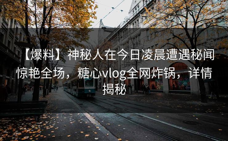 【爆料】神秘人在今日凌晨遭遇秘闻 惊艳全场，糖心vlog全网炸锅，详情揭秘