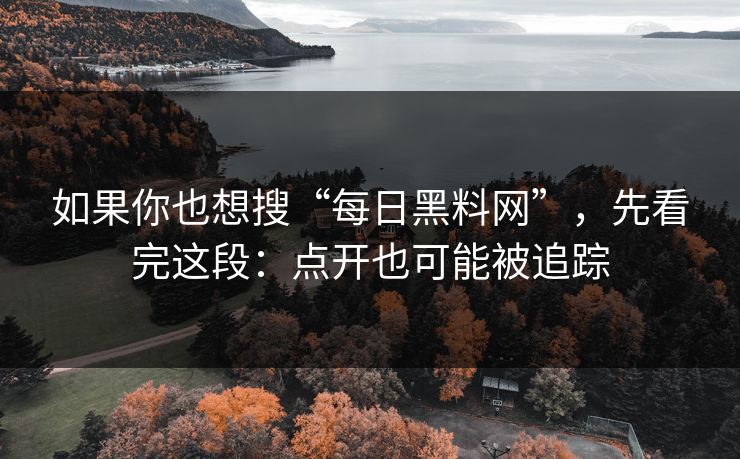 如果你也想搜“每日黑料网”，先看完这段：点开也可能被追踪