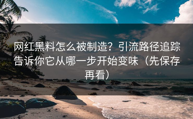 网红黑料怎么被制造？引流路径追踪告诉你它从哪一步开始变味（先保存再看）